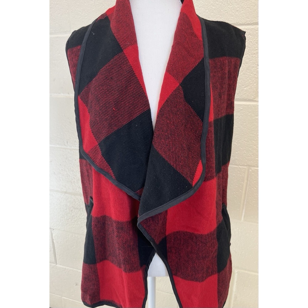 Red And Black Buffalo Checkered Open Vest Size XL EUC
